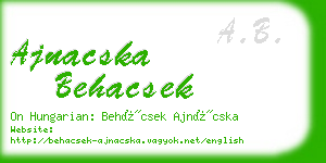 ajnacska behacsek business card